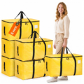 6 Pack Large Moving Bags and Storage Bag, 90L Heavy Duty Moving Boxes with Reinforced Bottom & Wrap-Around Handles, Tear-Resistant, Closet Organizers and Storage Bins for College Dorm Clothes-Yellow