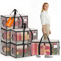 Windur 6 Pack XL Heavy Duty Foldable Moving Bags Sturdy & Durable Clothes Storage Bags Totes Bins with Reinforced Bottom, Packing Bags Moving Boxes College Moving Supplies, Clear
