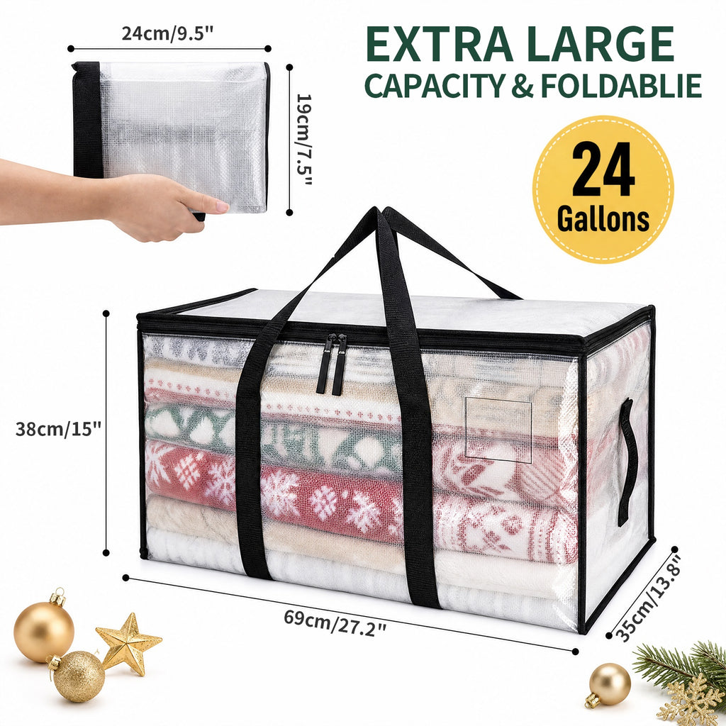 Windur 6 Pack XL Heavy Duty Foldable Moving Bags Sturdy & Durable Clothes Storage Bags Totes Bins with Reinforced Bottom, Packing Bags Moving Boxes College Moving Supplies, Clear