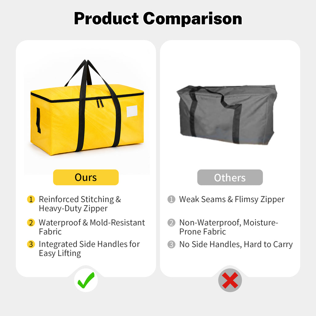 6 Pack Large Moving Bags and Storage Bag, 90L Heavy Duty Moving Boxes with Reinforced Bottom & Wrap-Around Handles, Tear-Resistant, Closet Organizers and Storage Bins for College Dorm Clothes-Yellow